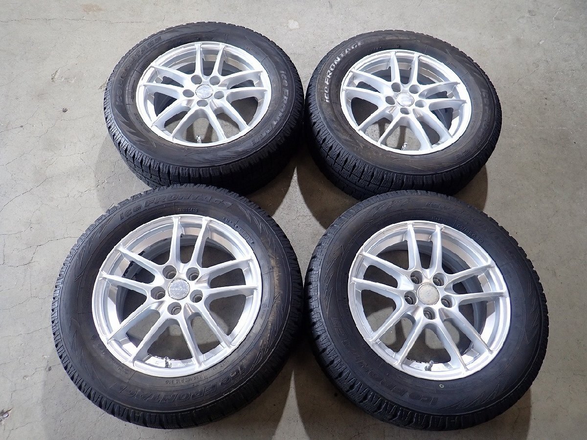 YS21173【送料無料195/65R15】プリウス ウィッシュ カローラスポーツ等 中古スタッドレス ●15×6J 100/5H ET45●1円スタート拍卖