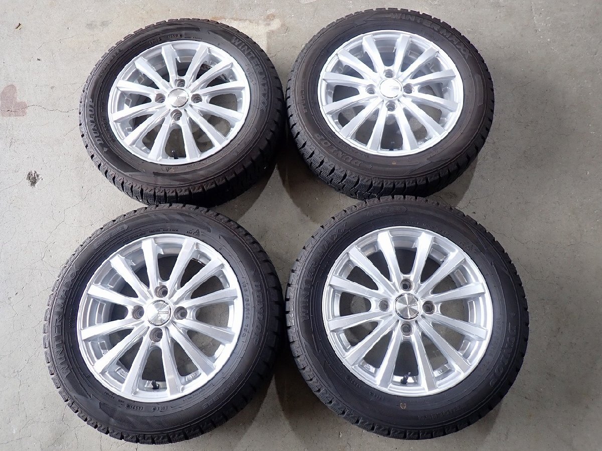 YS22072【送料無料165/65R14】ソリオ デリカD:2 ハスラーなどに ダンロップ 中古スタッドレス ■14×4.5J 100/4H ET45■1円スタート拍卖