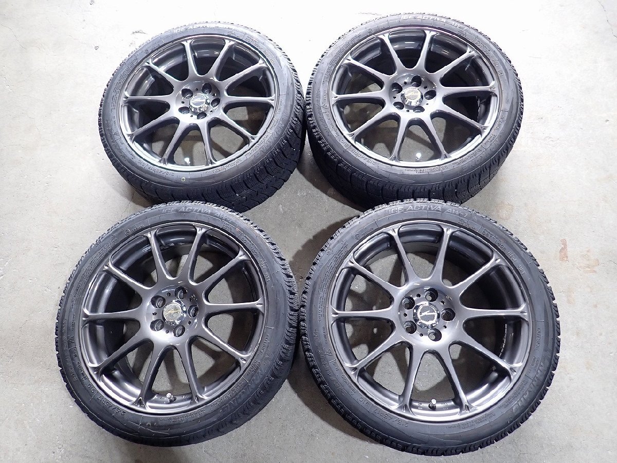 YS21935【送料無料215/45R17】プリウス ウィッシュ 86 BRZなどに ナンカン 中古スタッドレス ★17×7J 100/5H ET48★1円スタート拍卖