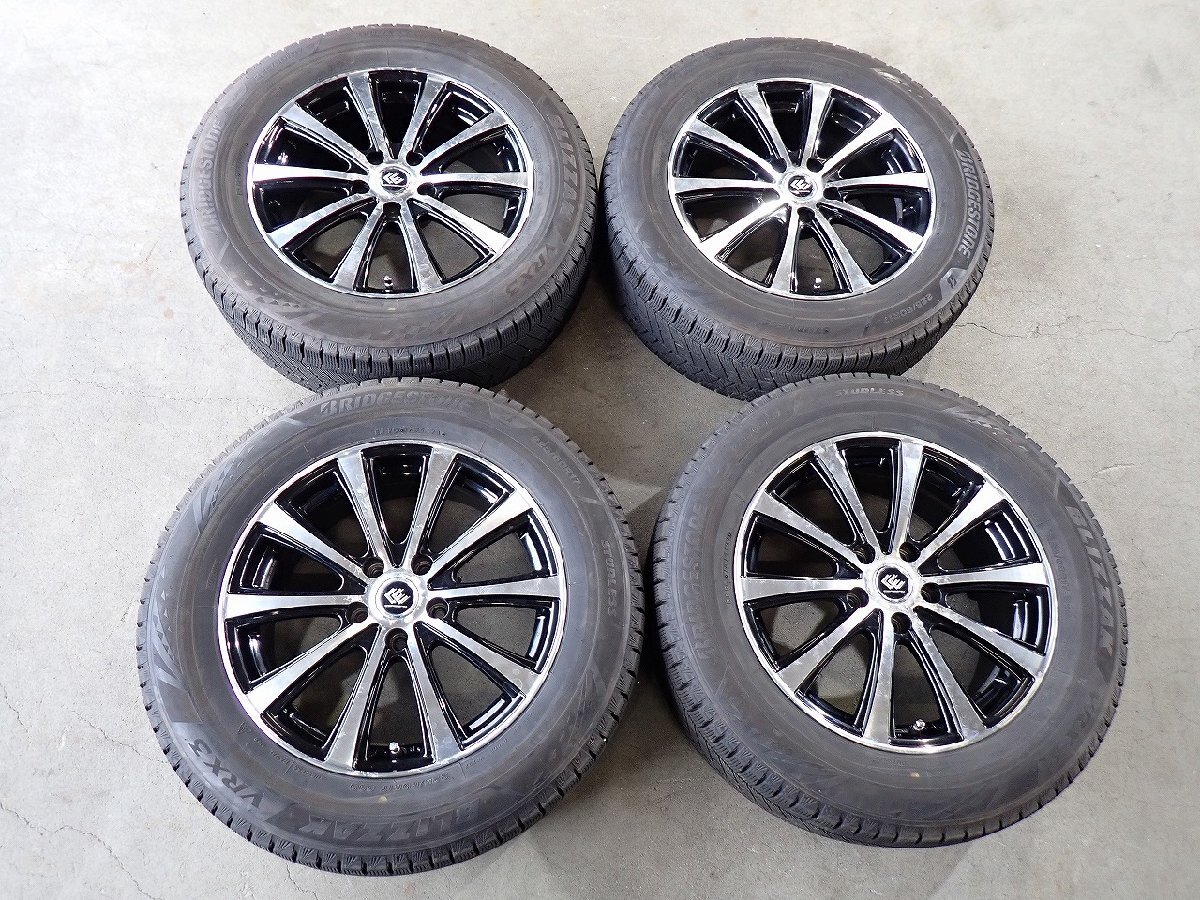 YS21924【送料無料225/60R17】30系アルファード ヴェルファイアなどに 中古スタッドレス ▼17×7J 114.3/5H ET38▼1円スタート拍卖