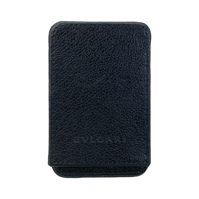 ブルガリ スライド式 名刺入れ パスケース カードケース コンパクト ロゴ レザー ブラック BVLGARI拍卖