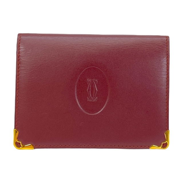 カルティエ マストライン 二つ折り コインケース カードケース パスケース レッド レザー Cartier拍卖