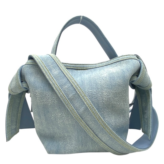 美品アクネストゥディオズ ムスビミニデニムショルダーバッグ トートバッグ ハンドバッグ 2way デニム ライトブルー Acne Studios拍卖