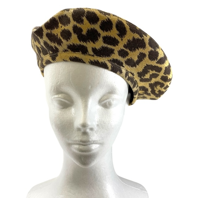 美品 クリスチャンディオール 14LEO910I134 ベレー帽 帽子 レオパード ヒョウ柄 ベージュ ブラウン 57 Christian Dior拍卖