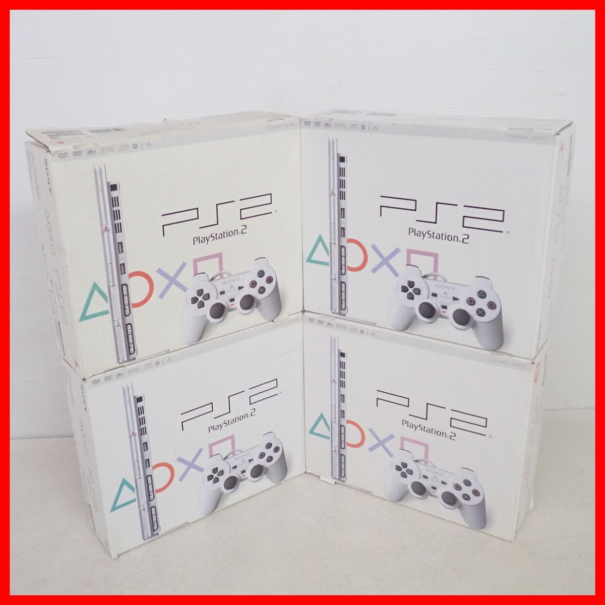 動作品 PS2 プレステ2 薄型 本体 SCPH-77000 4台 セラミック・ホワイト まとめて4台セット PlayStation2 SONY ソニー 箱付【40拍卖