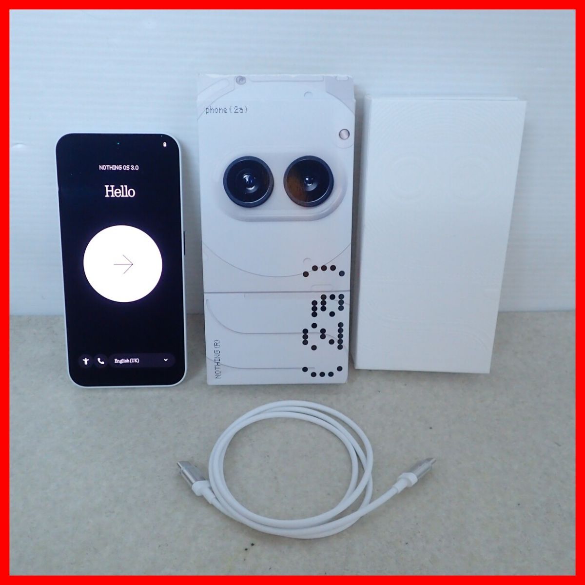 Nothing Phone 2a A142/256GB/ホワイト/判定〇/アンドロイド15/ 2024年/6.7インチ スマホ 箱付き【10拍卖