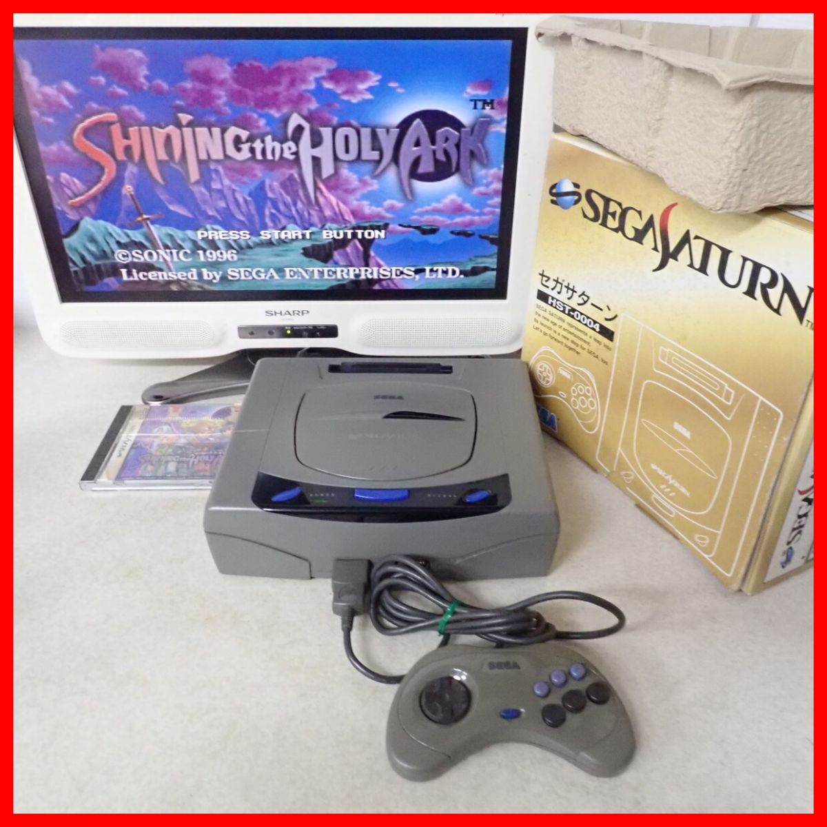 動作品 SS セガサターン 本体 HST-3200 箱付 +シャイニング・ザ・ホーリィアーク まとめてセット SEGA SATURN 即決【20拍卖