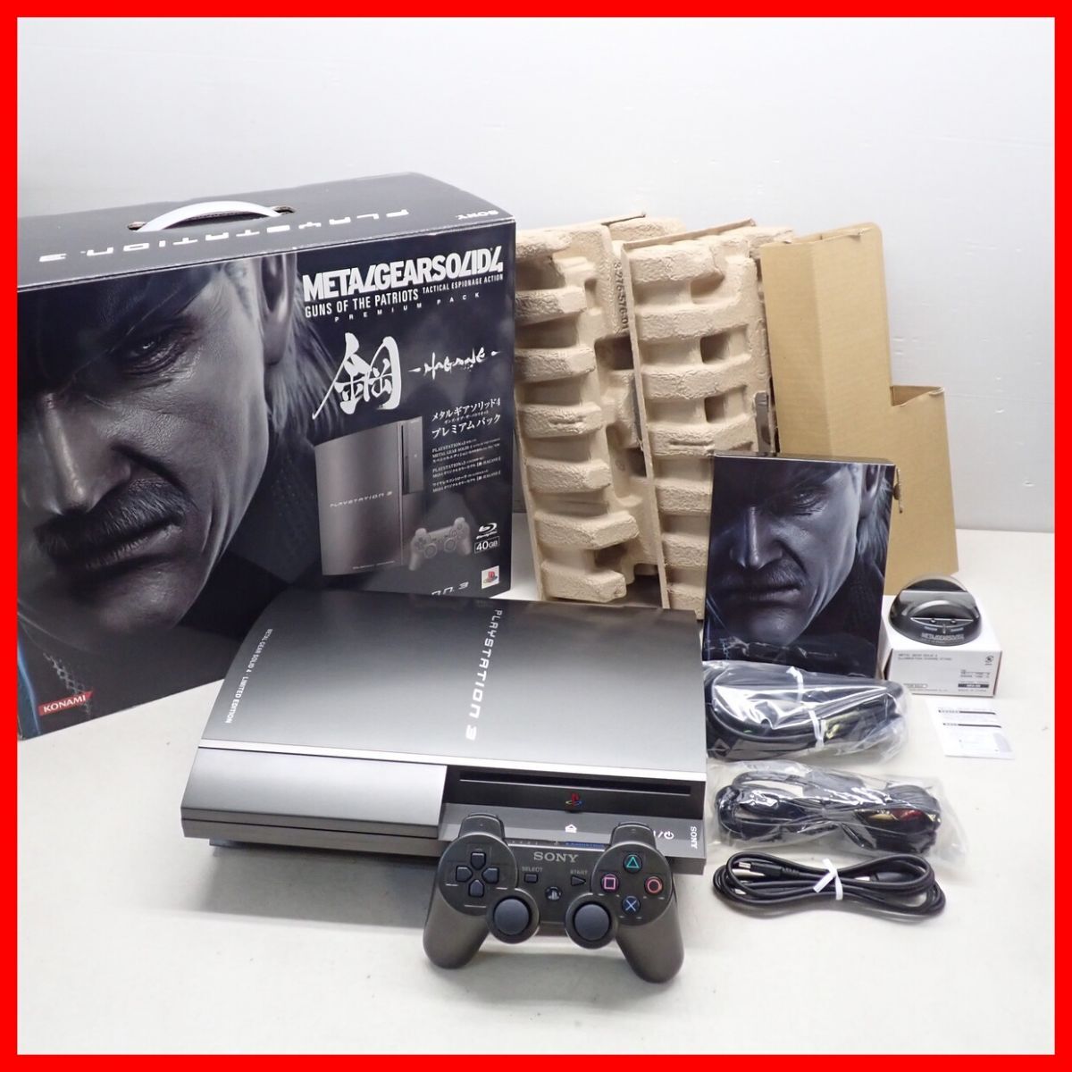 PS3 プレステ3 本体 CECHH00 MG METAL GEAR SOLID 4 PREMIUM PACK 鋼 -HAGANE- 箱/特典 付 ジャンク【20拍卖