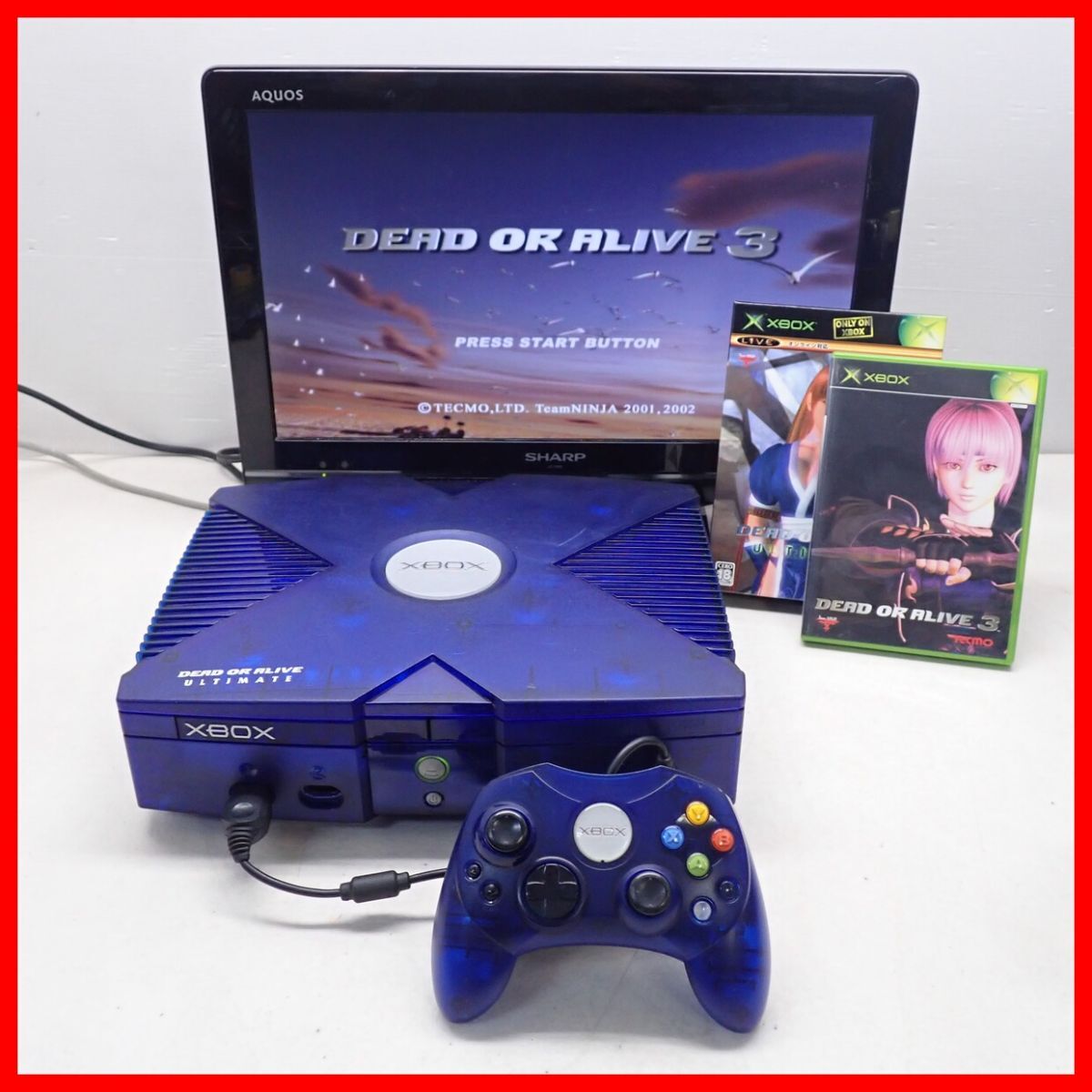 修理品 XBOX 本体 かすみちゃんブルー DEAD OR ALIVE Complete記念 R60-00063 + ソフト1本 まとめてセット Microsoft 初代XBOX【20拍卖