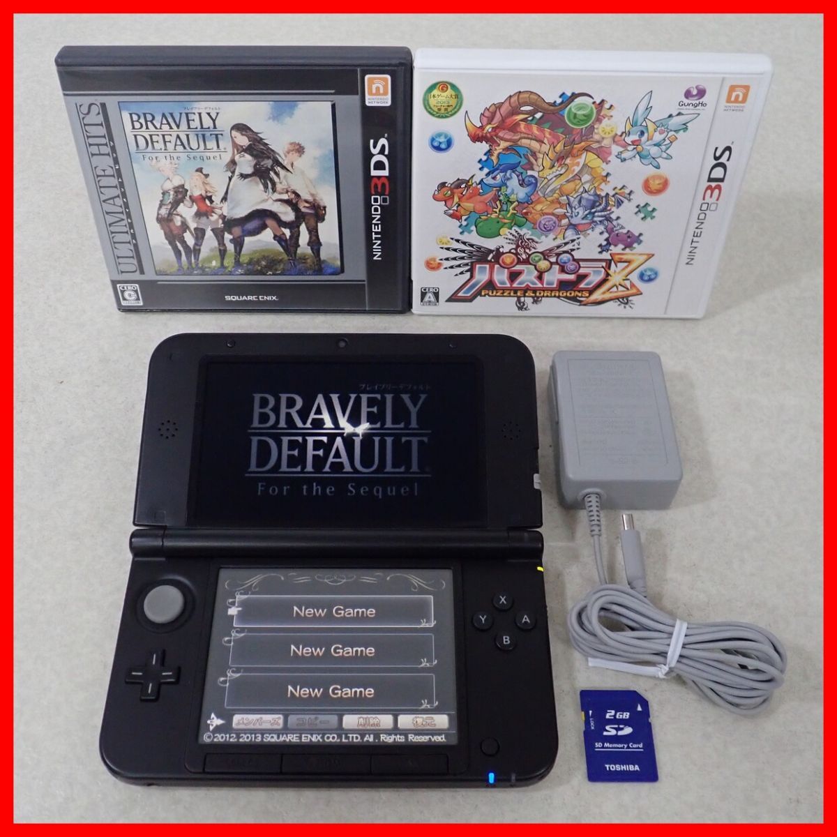 動作品 ニンテンドー3DSLL 本体 SPR-001 シルバー×ブラック + ソフト ブレイブリーデフォルト 等 2本 まとめてセット Nintendo 即決【10拍卖