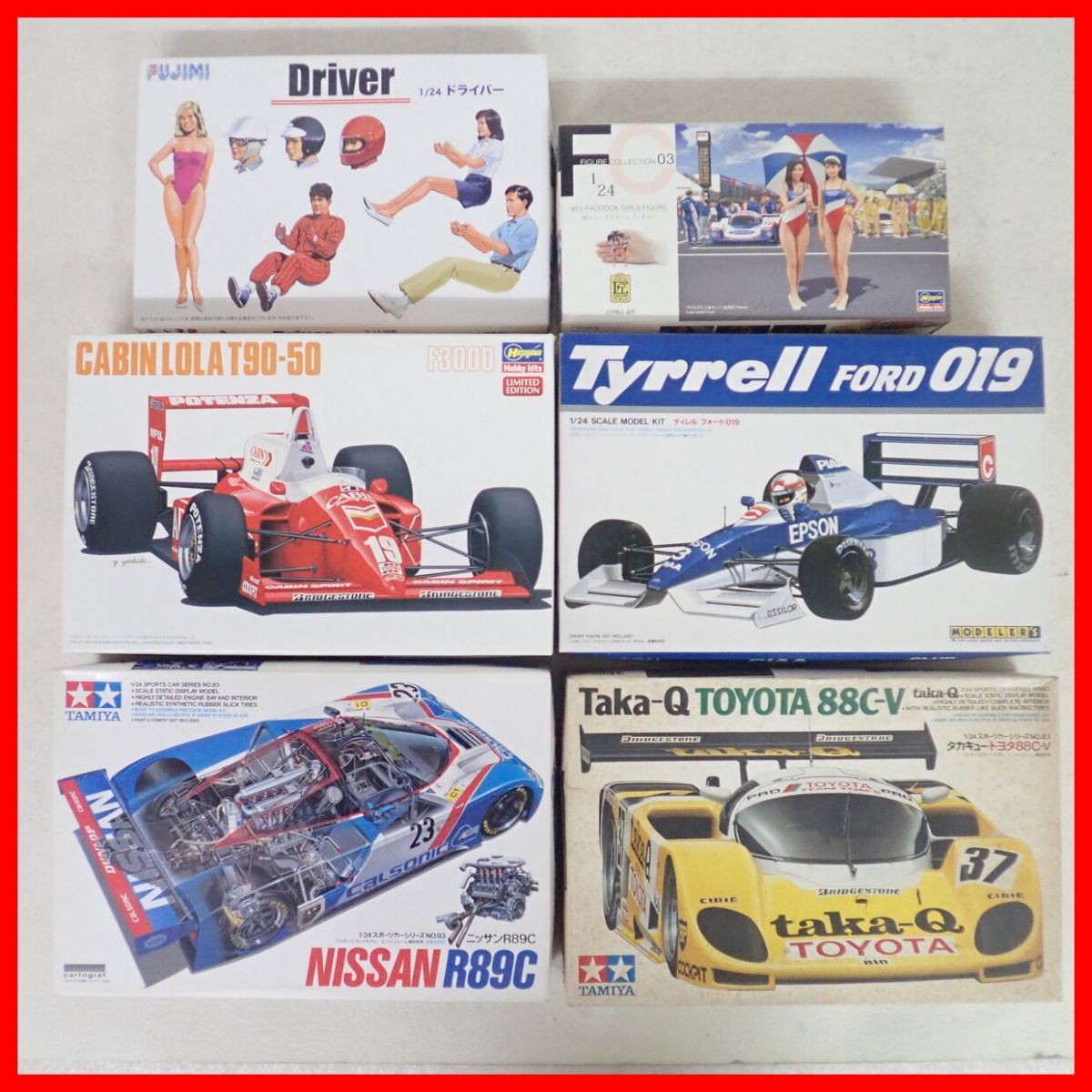 未組立 タミヤ/ハセガワ 等 1/24 ニッサン R89C/タカキュー トヨタ 88C-V/キャビン ローラ T90-50 等 まとめて計6点セット プラモデル 【20拍卖