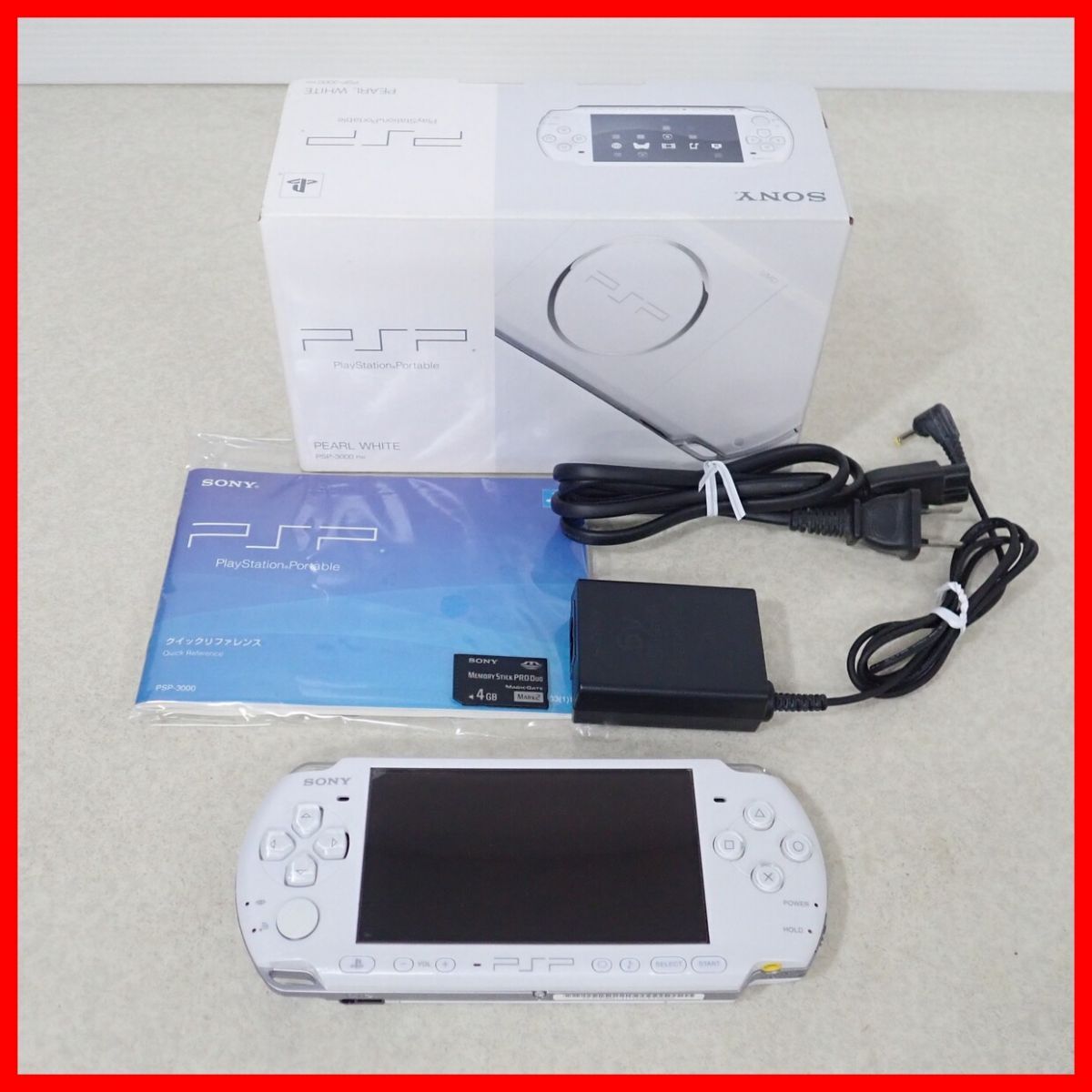 PSP プレイステーションポータブル 本体 PSP-3000 パール・ホワイト PEARL WHITE ソニー SONY 箱説付【10拍卖