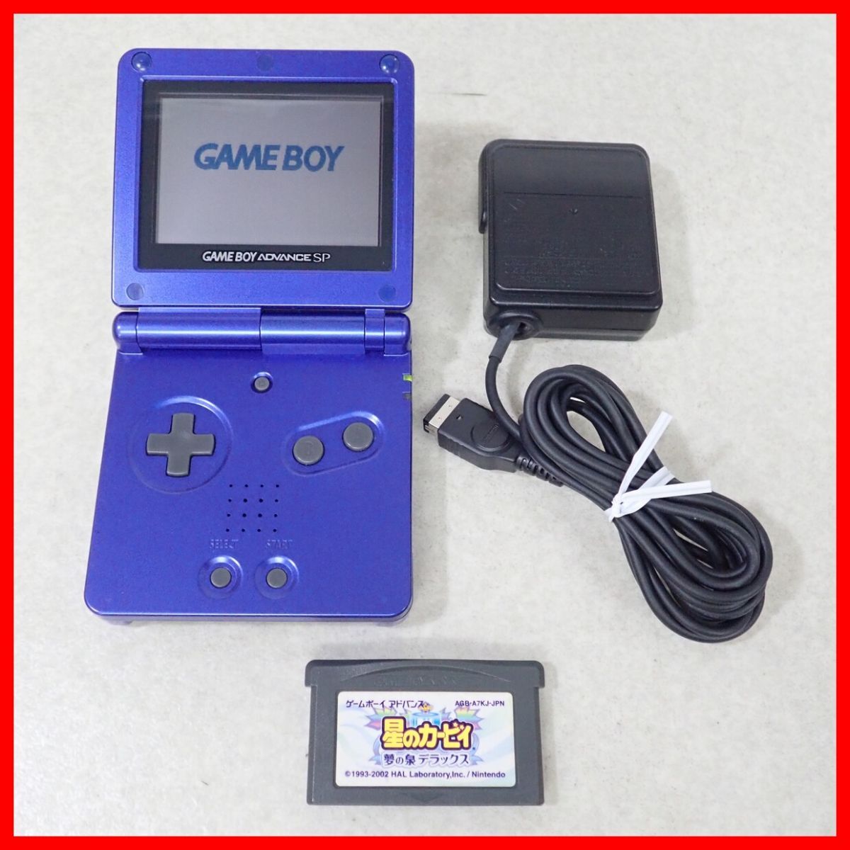 動作品 GBASP ゲームボーイアドバンスSP 本体 AGS-001 アズライトブルー + ソフト 星のカービィ 夢の泉デラックス まとめてセット【10拍卖