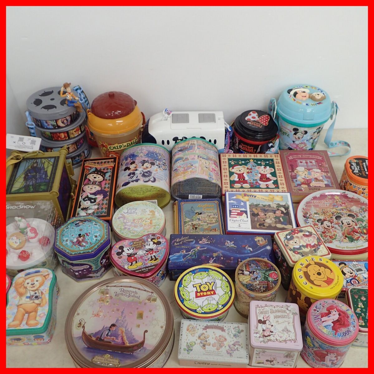 ディズニー 菓子缶/ポップコーンバケット ミッキーマウス/ミニーマウス/ダッフィー/シェリーメイ/ステラルー 等 まとめてセット Disney【BA拍卖