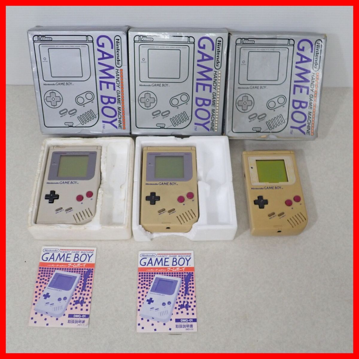GB ゲームボーイ 本体 DMG-01 3台 まとめてセット 任天堂 Nintendo GAME BOY 箱付 ジャンク【20拍卖