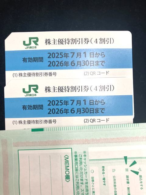□H105898:JR東日本 株主優待割引券 4割引き 2枚セット 2026年6月末まで 未使用拍卖