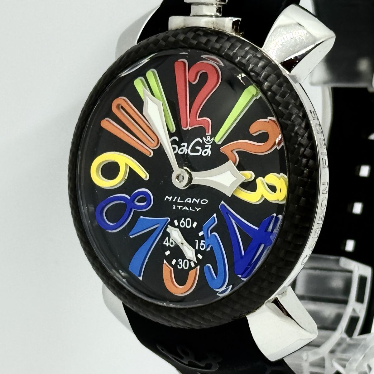 M8810 GaGa MILANO ガガミラノ Manuale 48MM マニュアーレ48 N.2117 手巻き スモセコ SS×ラバー 純正ベルト・尾錠 メンズ 腕時計拍卖