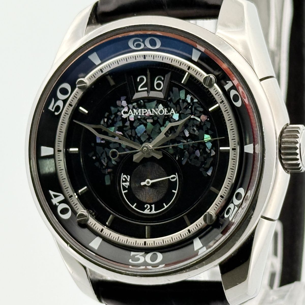 M9119 CITIZEN シチズン CAMPANORA カンパノラ NZ0000-07F 661000001 SS×革 AT 稼働品 黒文字盤 腕時計 定価80万円 箱・ギャラ付き拍卖