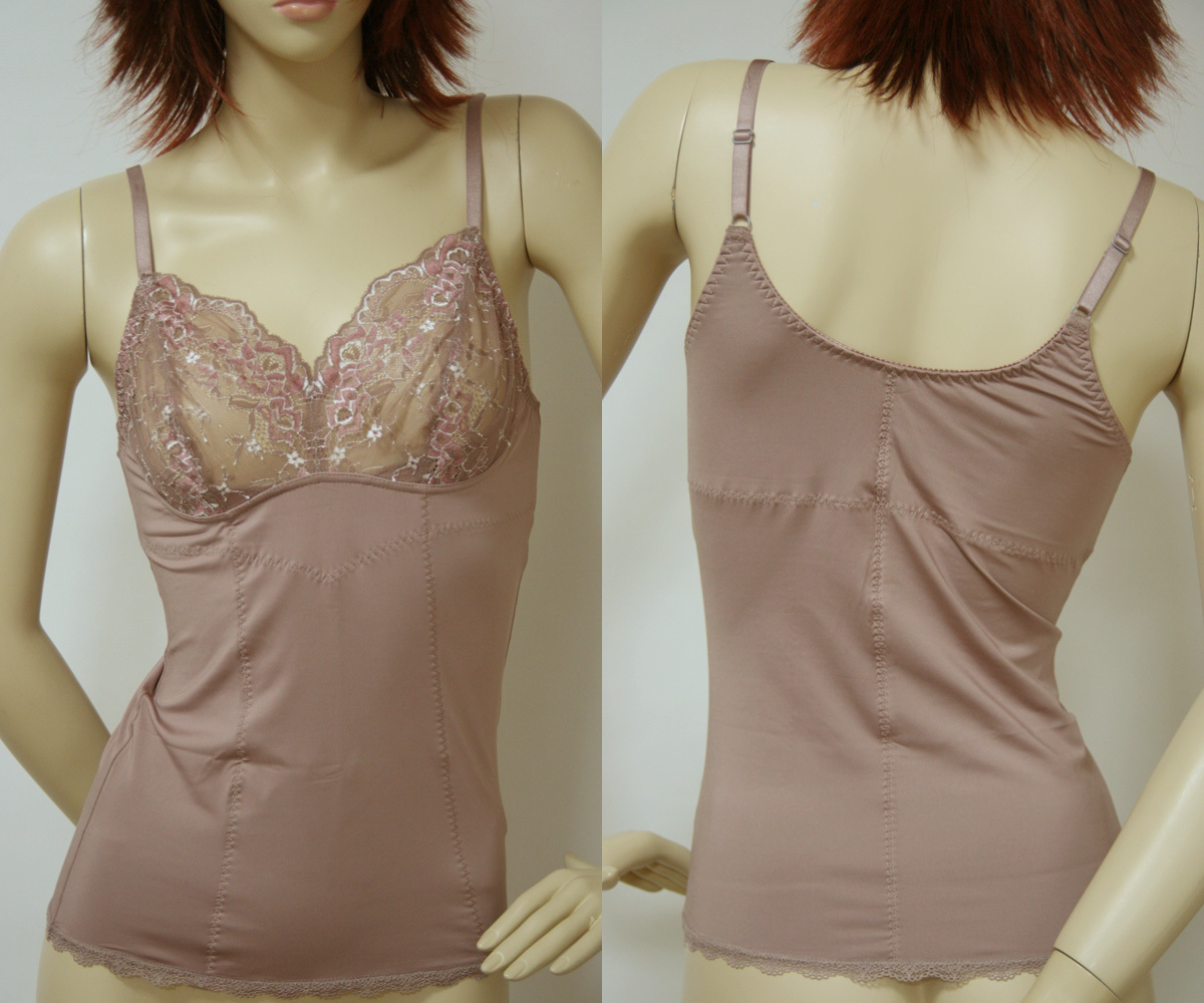 送料無料◆超お得◆2枚組◆からだ引き締め&バストアップ効果◆サポートインナー◆キャミ型◆ソフトボディシェイパー(L/モカ)78310拍卖