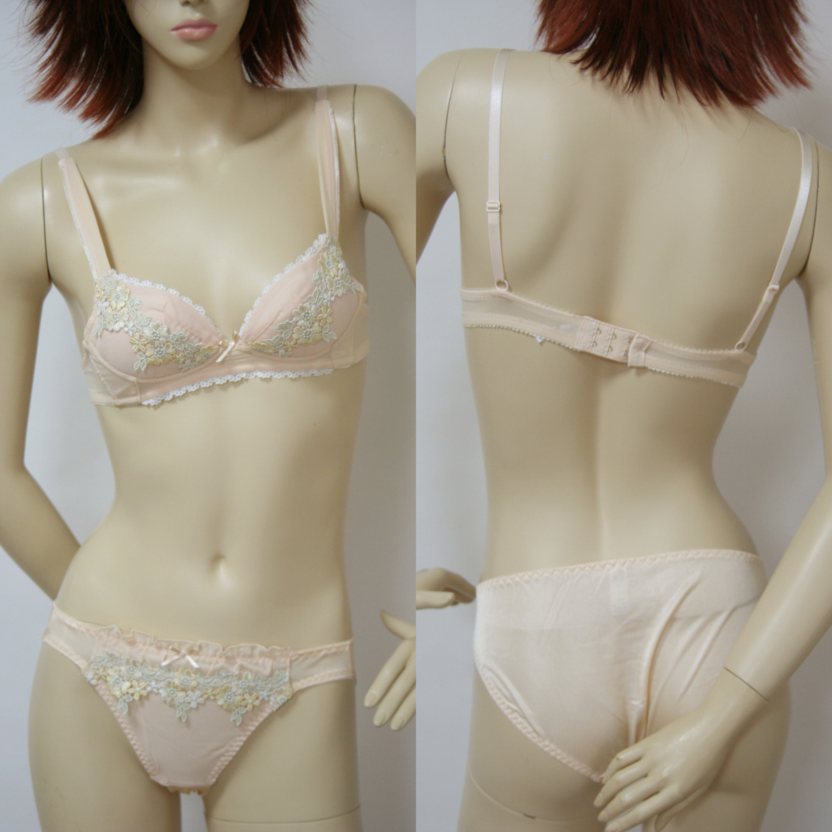 送料無料◆超お得◆2ペア◆トリンプ◆Trimph◆ノンワイヤー◆セットアップ◆丸胸◆ボリューム◆ブラジャー&ショーツ(B/65/M/ベージュ)63424拍卖