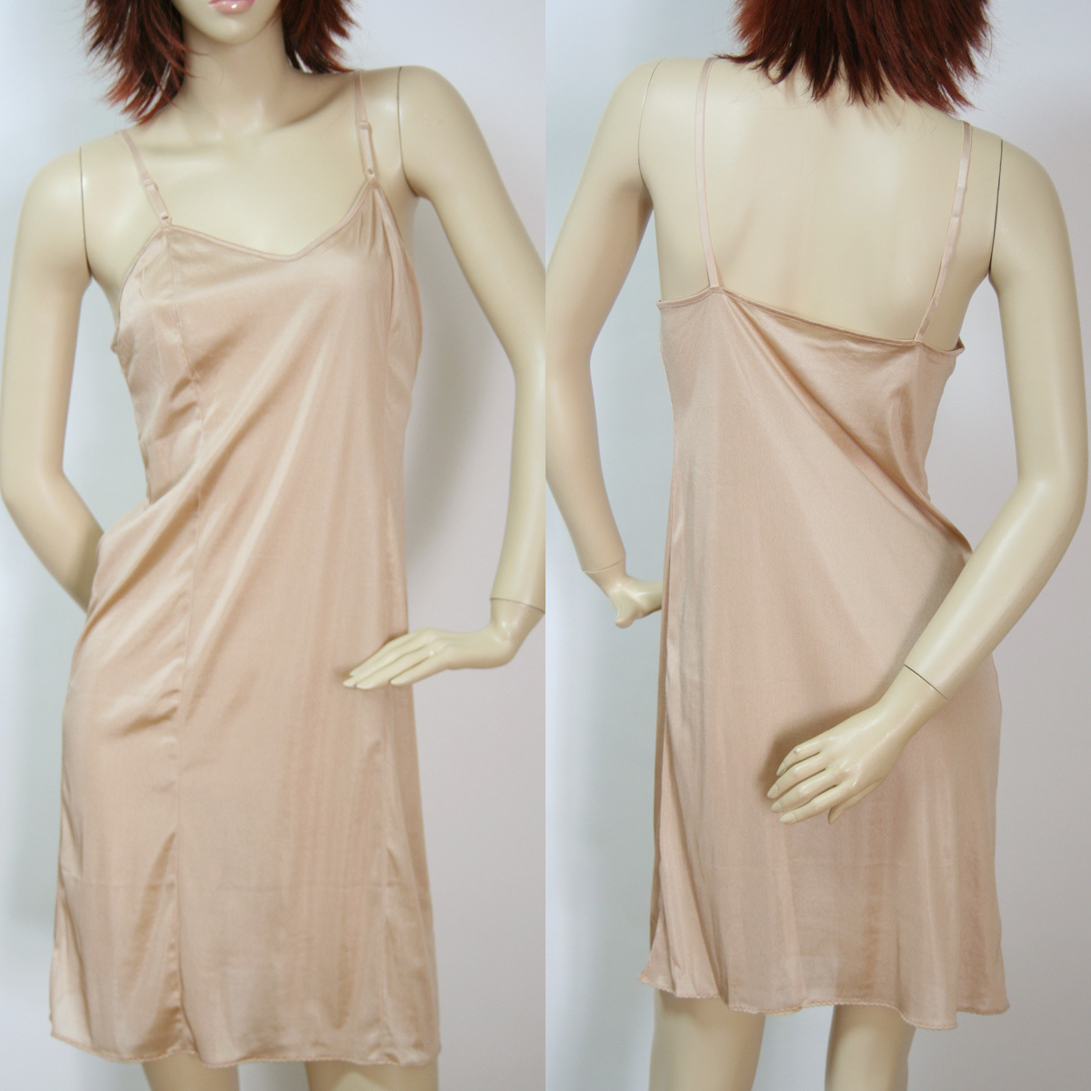 送料無料◆綿混素材◆美しいドレープ◆ベーシック◆肩ひも調節可能◆丈:90cm◆S~Mサイズ◆シームレス高級スリップ(80/ベージュ)27605拍卖