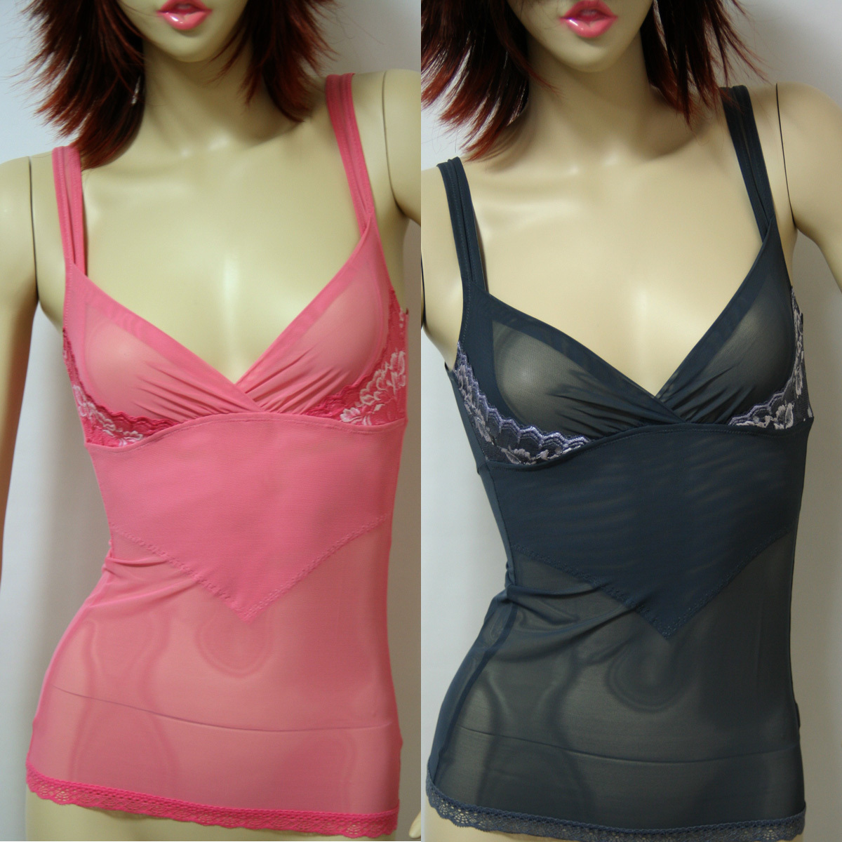 送料無料◆超お得◆2色組◆薄軽◆メッシュ◆パワーネット◆バストアップ◆キャミソール◆リフトアップシェイパー(M/ピンク&グレー)45477拍卖