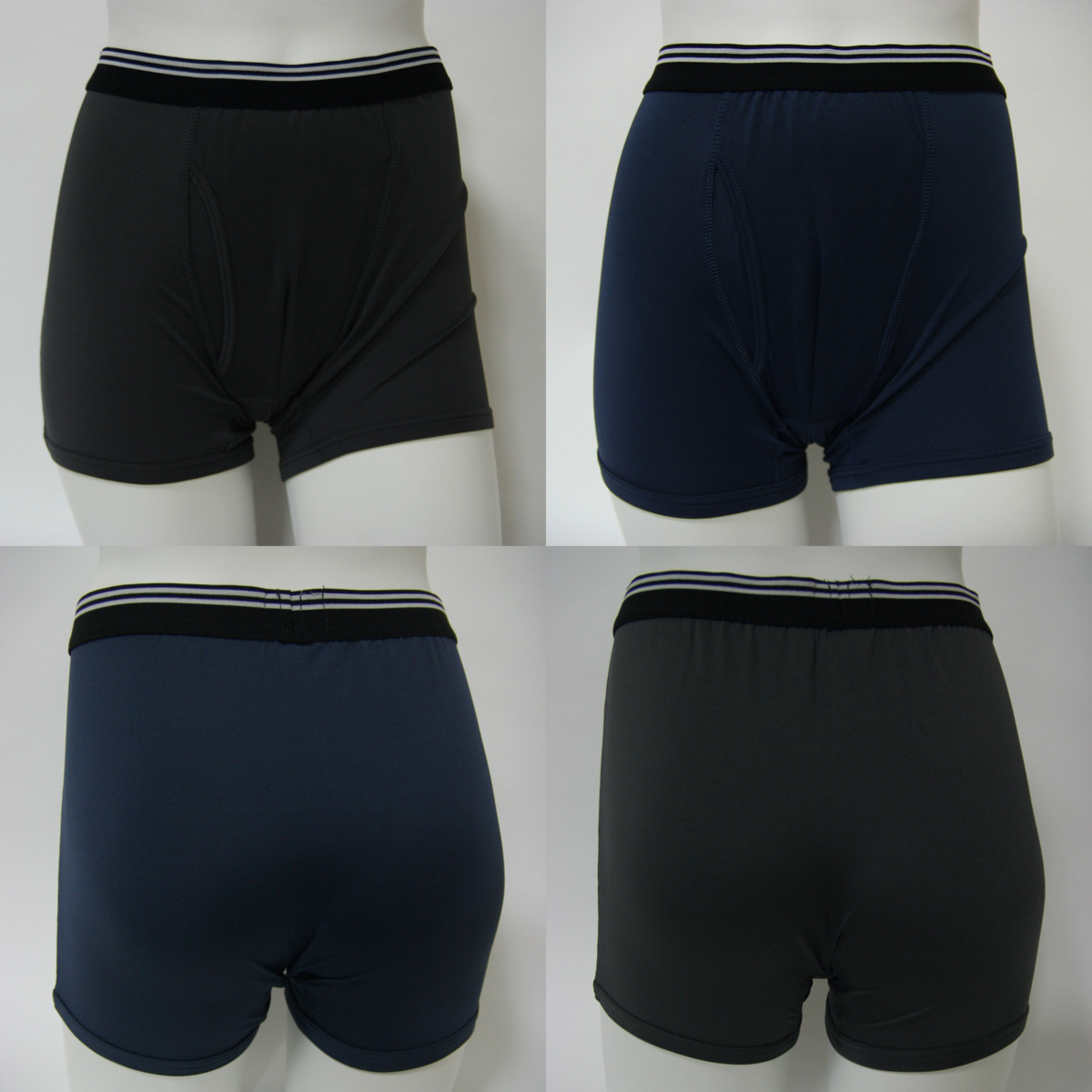 送料無料◆超お得まとめ買い◆2色×4枚組【紳士用】吸汗速乾◆接触冷感◆前開き◆スタンダードタイプ◆ボクサーパンツ(L/グレー&ネイビー)拍卖