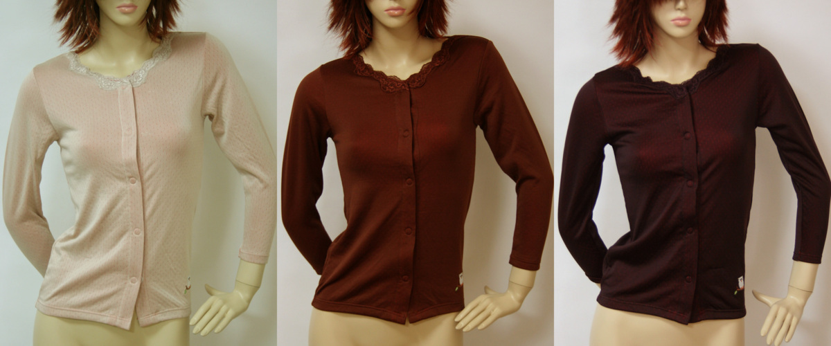 送料無料◆超お得◆3色組◆マジックテープ式◆長袖インナー(M/ベージュ&ブラウン&パープル)◆裏地:綿100%◆袋編み◆ふくろう刺繍◆赤色縁起拍卖