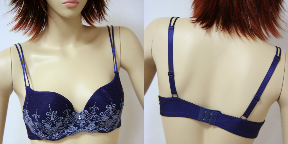 送料無料◆超お得3枚組◆トリンプ◆ボリュームカップ◆Trimph◆モールドカップ◆ワイヤー入り◆エレガントブラジャー(A/75/ネイビー)89634拍卖