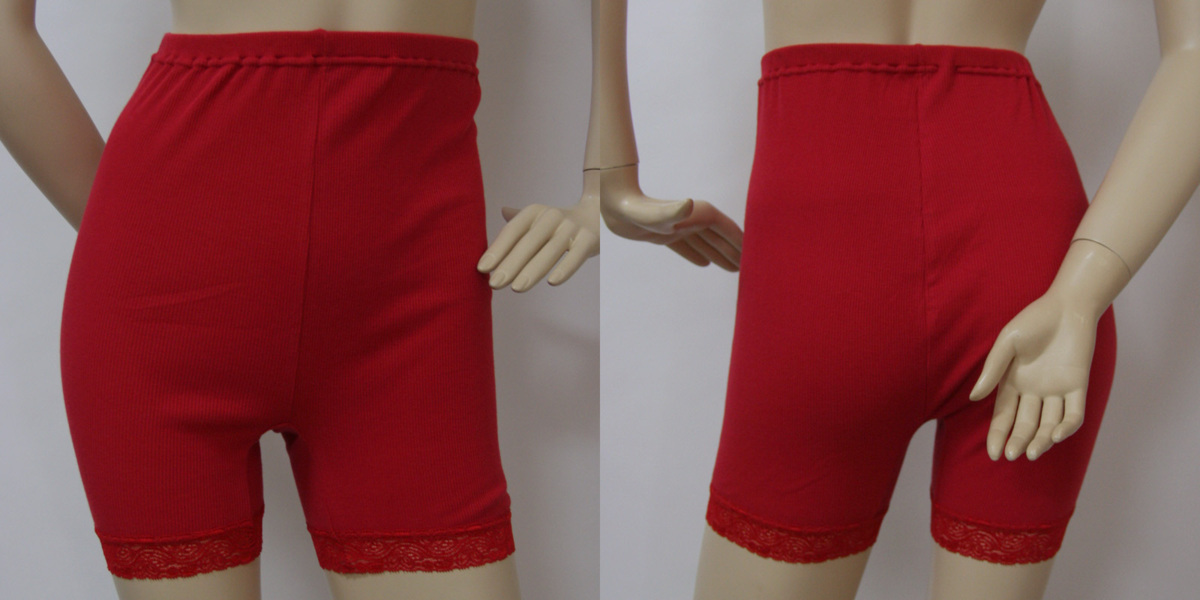 送料無料◆超お得◆2枚組◆安心と信頼の【日本製】◆綿100%◆リブ編み◆赤いパワー◆ズロース◆3分丈ショーツ(LL~3L/レッド)拍卖