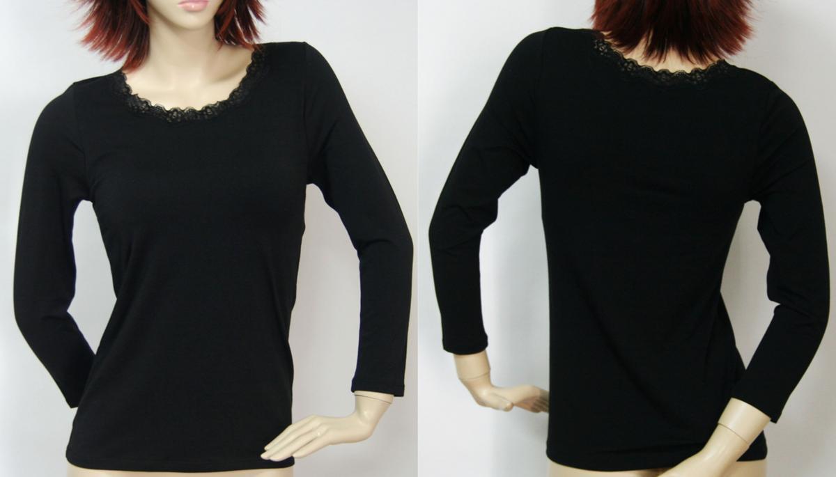 送料無料◆超お得◆2枚組◆通販カタログ掲載◆吸湿発熱◆綿混素材◆シームレス◆モールドカップブラ付き長袖インナー(LL/ブラック)SL-0408拍卖