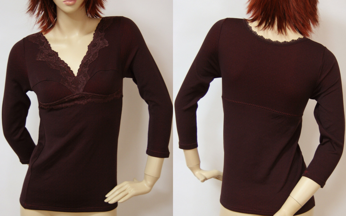 送料無料◆ブラカップ付き長袖インナー(M/パープル)◆裏地:綿100%◆袋編み◆吸汗性&放湿性◆赤いパワー◆ふくろう刺繍◆赤色縁起◆健康肌着拍卖