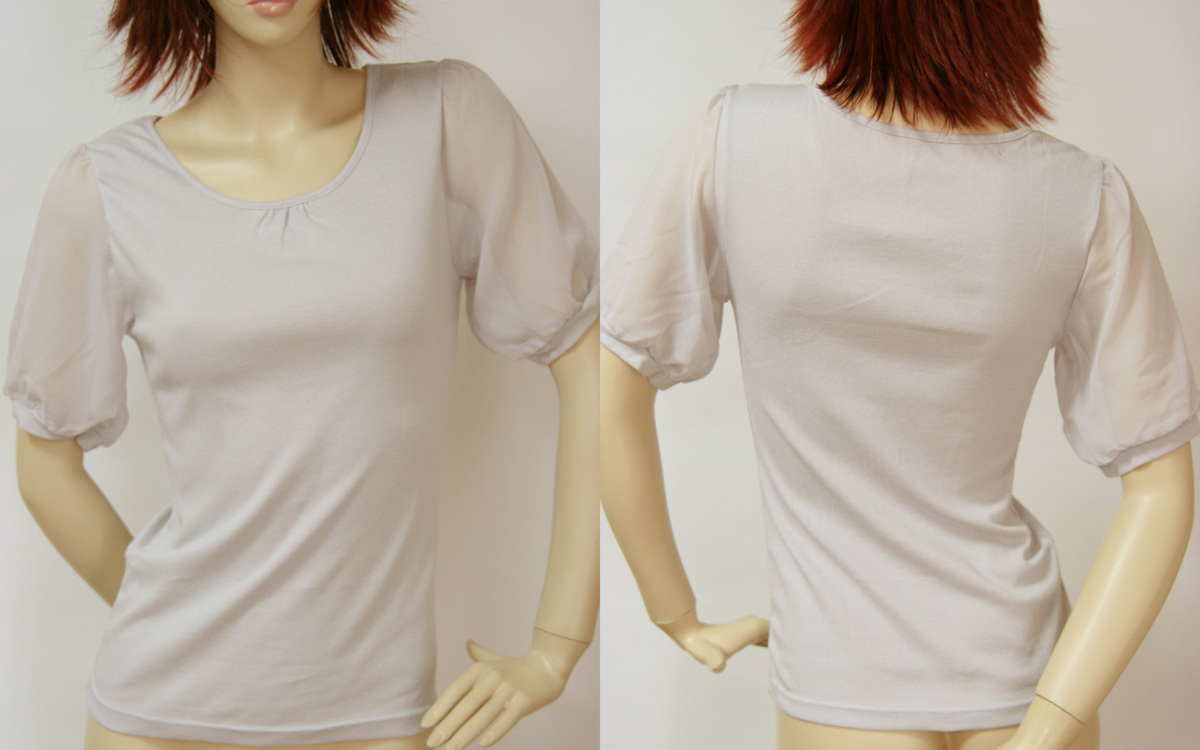 送料無料◆超お得◆3枚組◆綿100%◆吸汗&放湿性◆袖シフォン◆パフスリーブ【脇汗パッド付き】インナー(M/カーキ)◆ベーシックカラー拍卖