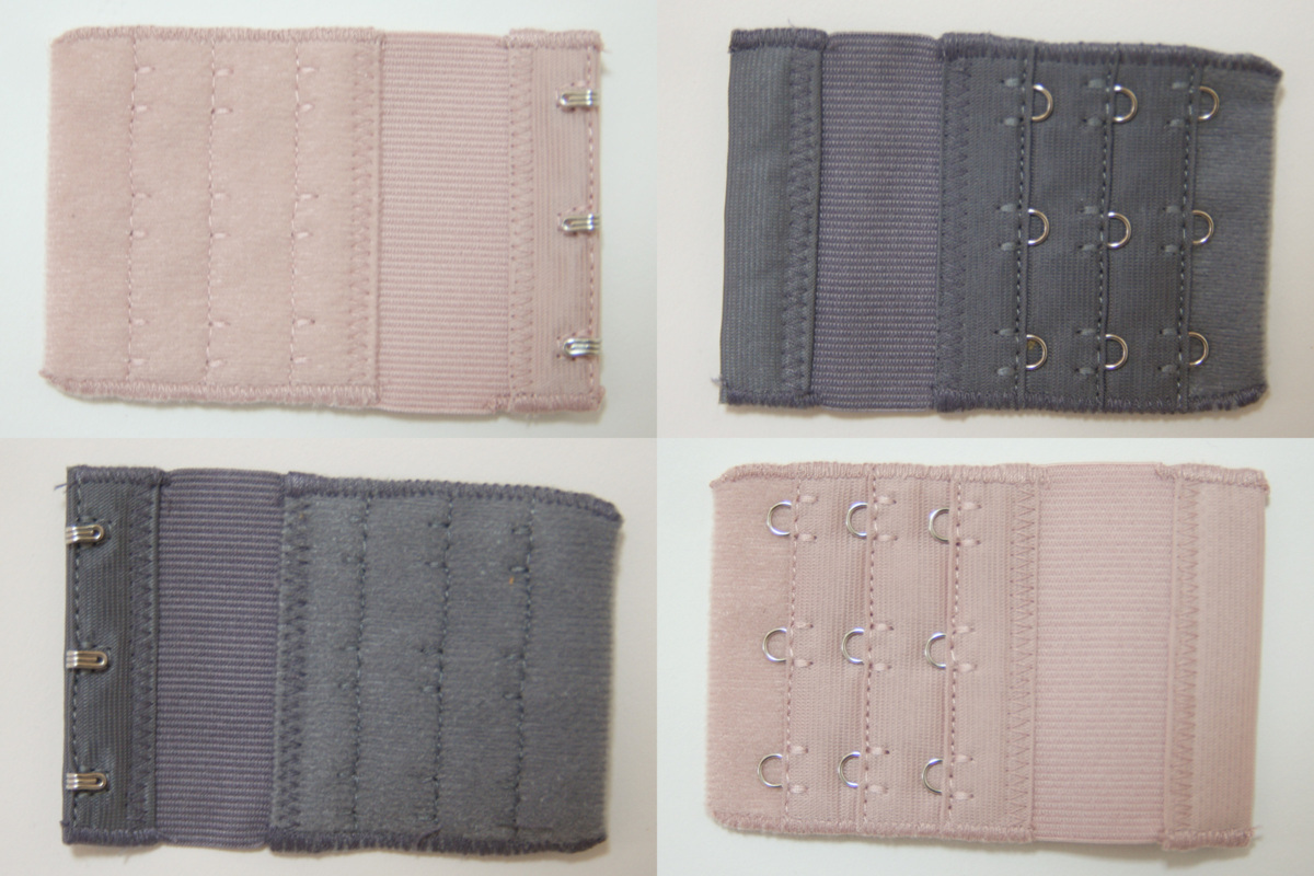 送料無料◆2色×4枚組◆3段ブラホック(シャルルグレー&グレイッシュローズ)◆お助けホック◆延長アジャスター◆取り付け簡単◆ジョイント式拍卖