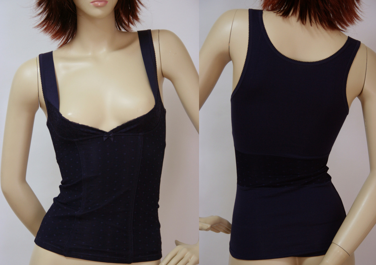 送料無料◆お腹引き締め効果◆美ボディメイク◆細身シルエット◆ソフト補整◆綿95%◆バスト寄せ上げ◆リフトアップシェイパー(L/ネイビー)拍卖