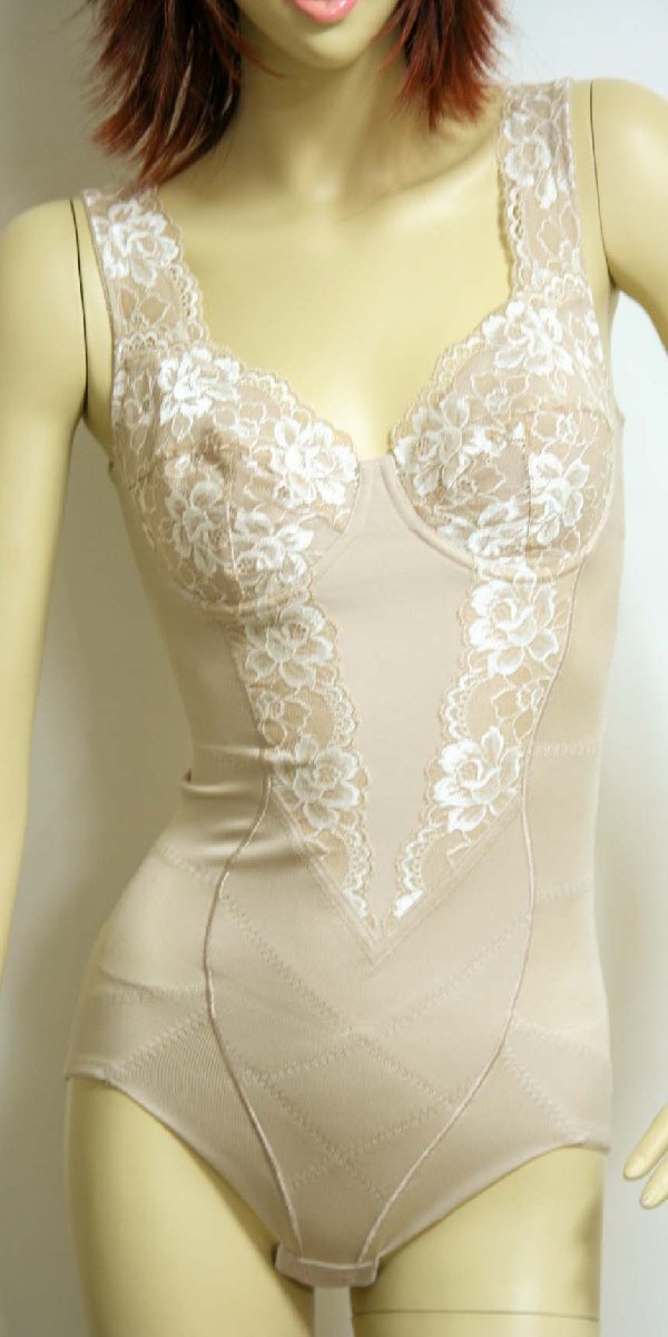 送料無料◆しっかりボディメイク◆やや厚手◆補正下着◆ベーシックタイプ◆高級レース◆多機能性ボディスーツ(A/70M/ペールベージュ)拍卖