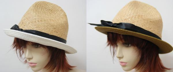 送料無料◆2色組◆麦わら帽子◆ストローハット◆サイズ調節可能◆天然素材◆百貨店仕様◆マウンテンハット(縁/ホワイト&ベージュ)拍卖