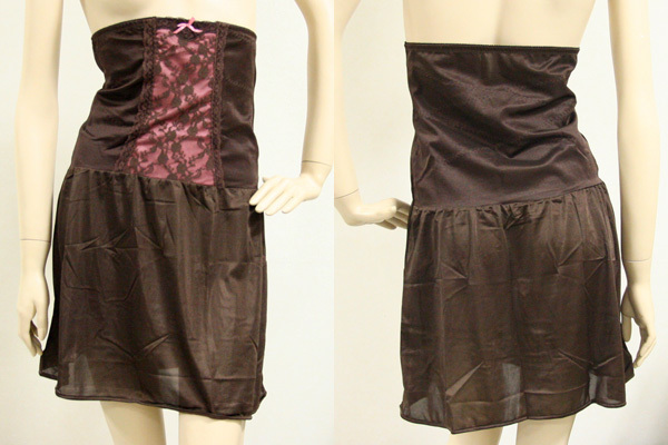 送料無料◆2枚組◆ハイウエストタイプ◆ニッパースリップ◆摩擦軽減◆静電効果◆シェイパー付き◆高級ペチコート(LL/ブラウン)拍卖