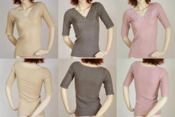 送料無料◆超お得◆3色×2組◆あったか5分袖インナー(通常よりもより小さめ/3L/ベージュ&グレー&ピンク)◆日本製◆Vネック◆高級肌着ウー拍卖