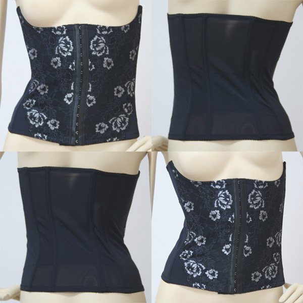 送料無料◆補正&機能性◆ソフトボーン◆14段階ホック◆3列式調節◆ダイエット効果◆高級花柄◆ウエストニッパー(76/ブラック)拍卖