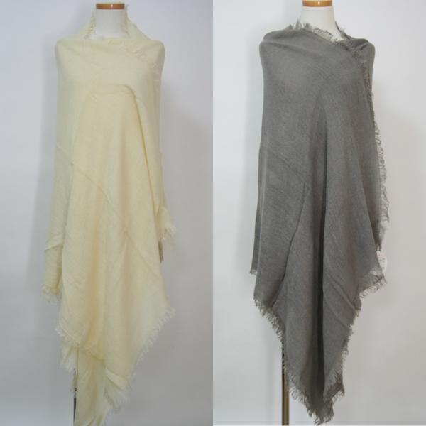 送料無料◆超お得◆2色組◆ひざ掛け◆ブランケット◆お洒落アイテム◆大判ショール◆プレーンカラー◆ストールマフラー(クリーム&グレー)拍卖