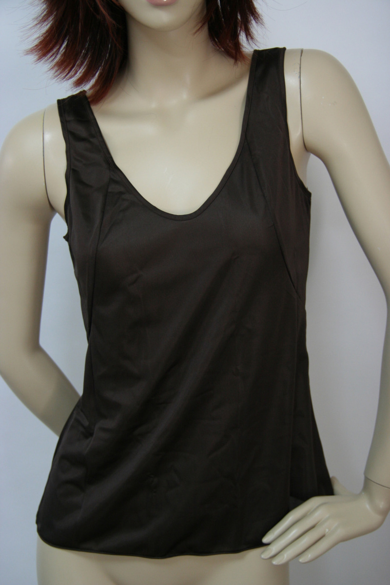 送料無料◆超お得◆2枚組◆安心と信頼の【日本製】シームレスタイプ◆プレーンカラー◆キャミソール(バストサイズ:85/M~L/ダークブラウン)拍卖