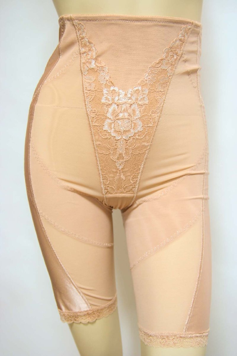 送料無料◆お腹押さえ&引き締め効果◆メッシュ素材◆パワーネット◆しっかりサポート◆高級補正◆ハイウエスト&ロングガードル(5L/ベージュ拍卖