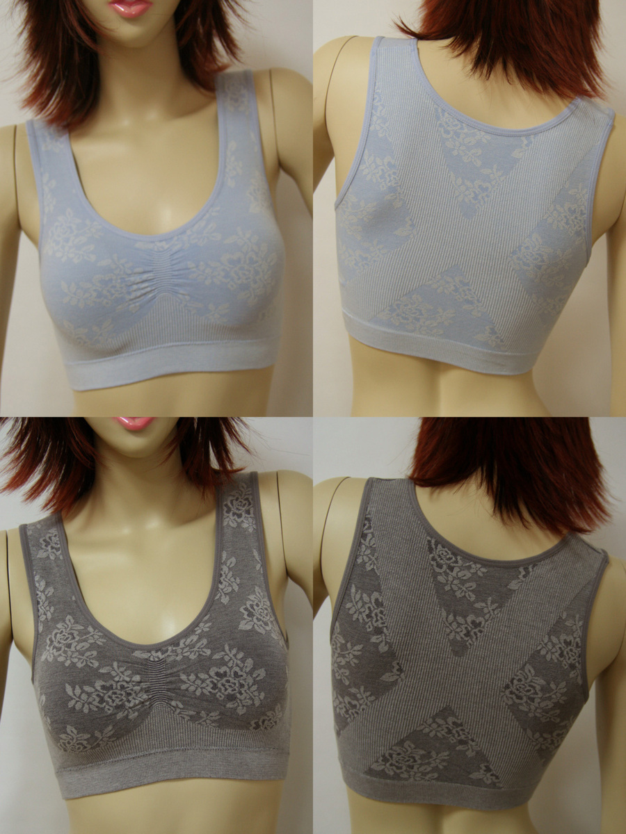 送料無料◆超お得◆2色×2枚組◆美ラインバスト◆綿混素材◆着心地重視派◆モールドカップ◆ゆったりソフトブラジャー(M~L/ブルー&グレー)拍卖