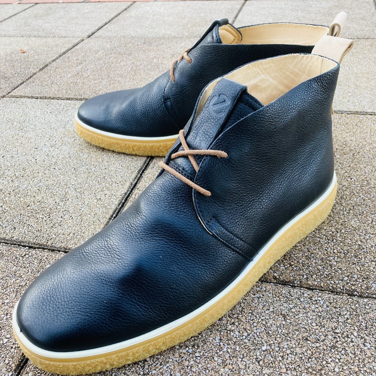 ★極美品★ ecco エコー 44 10 28cm チャッカブーツ ブラック 黒 BK 革靴 レザー 本革 メンズ 拍卖