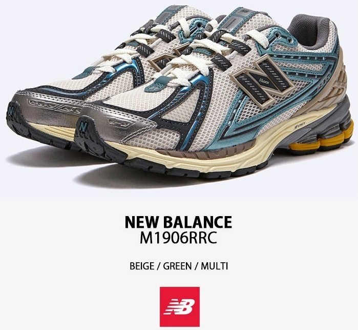新品・23cm★New Balance★衝撃性・反発性・安定性・BEIGE GREEN MULTI/ベージュ グリーン マルチ 別注カラーランニングシューズ●M1906RRC拍卖