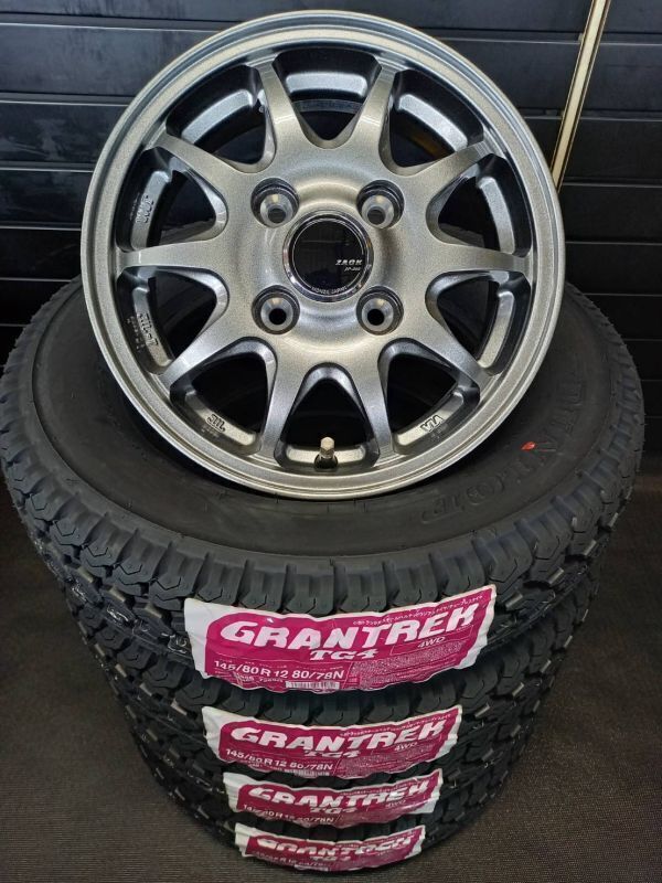 【2025年製】ダンロップ TG4 145/80R12 80/78+JP205 4本総額43600円 タイヤ+アルミ ハイゼット ピクシス トラック 車検対応 JWL-T 6PR相当拍卖