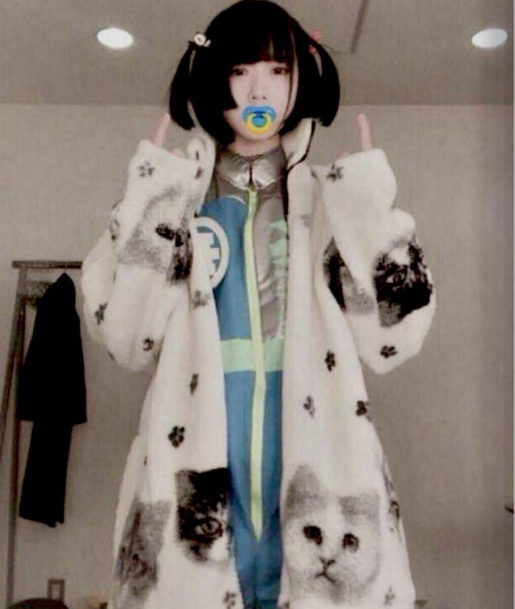 あのちゃん着用 90s USA製 BLACK MOUNTAIN キャット パイル フリース ジャケット M ビンテージ 猫 アニマル拍卖