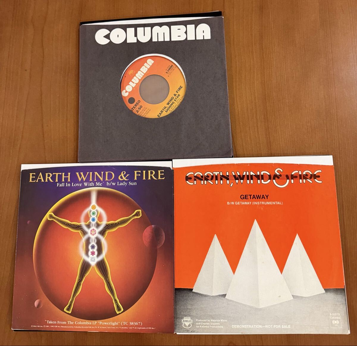 USオリジナルシングル Earth, Wind & Fire “Shining Star”, “Getaway”, “Fall in Love with Me” 【preowned/中古★w/pic sleeve】拍卖