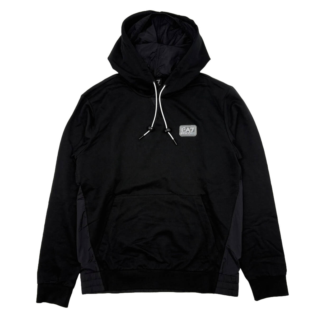 【サイズ選択】新品■EA7 EMPORIO ARMANI■異素材切替プルオーバーパーカー■ナイロン切替■EA7■ブラック/黒■エンポリオアルマーニ■拍卖